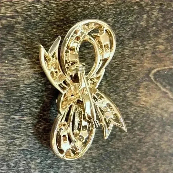 Gold Tone Brooch Set of 3 Teddy Bear, Jaguar and Citrine Bow - Picture 11 of 11